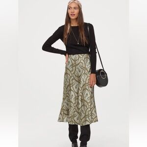 Richard Allan x H&M Patterned Skirt Sz 12 satin abstract Olive Green limited